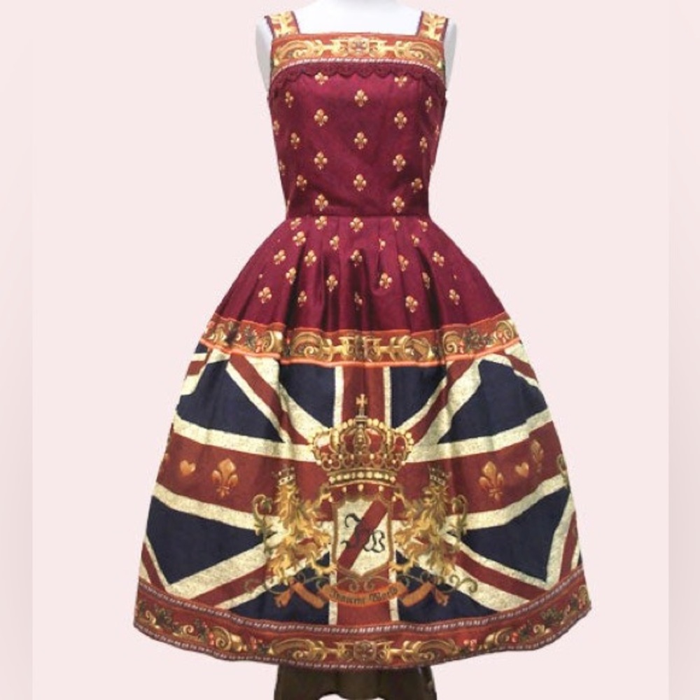 Lolita Brand Innocent World Union Jack Just Waist Jumperskirt in Bordeaux